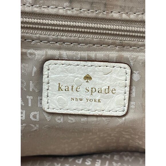 Kate Spade Cream Wellesley Ostrich Embossed‎ Leather Tote Shoulder Handbag Purse - Picture 11 of 12